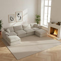 Forest aesthetics Modern Modular Sectional Sofa U-Shaped 6-Seat with Ottoman,Light Beige-Extra Comfty Deep Seat Couch for Living Room,Apartment,Office & Small Spaces