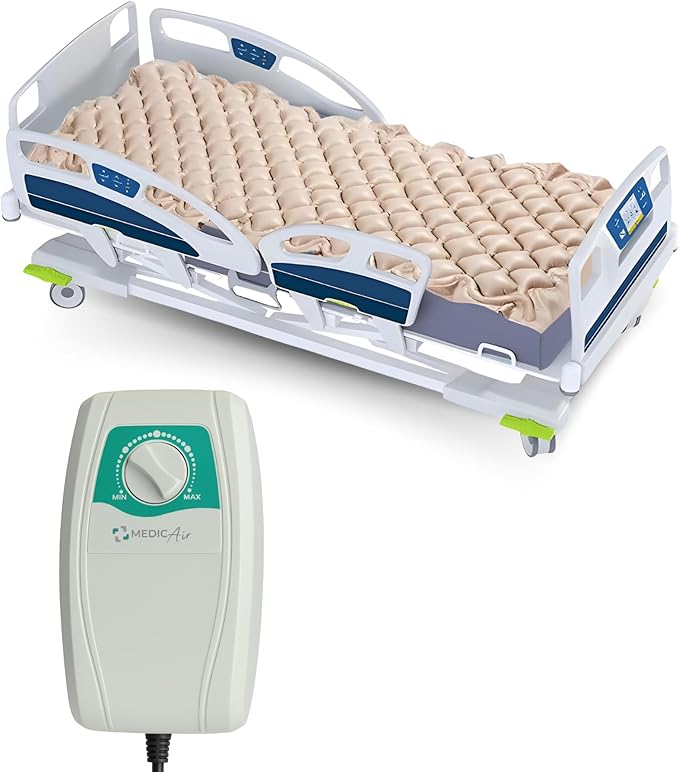 Safe Medic Alternating Air Pressure Ulcer Relief Mattress Pad for Bed Sore Prevention, Air Mattress for Hospital Bed with 130 Leak-Proof Cells, Silent Pump, Easy Clean Surface,