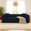 GJQ 3 Seater Couch, Corduroy Boneless Couches for Living Room,Compressed Cloud Sofa in a Box with 2 Pillows & Storage Bag,Memory Foam Floor Sofa with Armrests,No Assembly Required,Blue