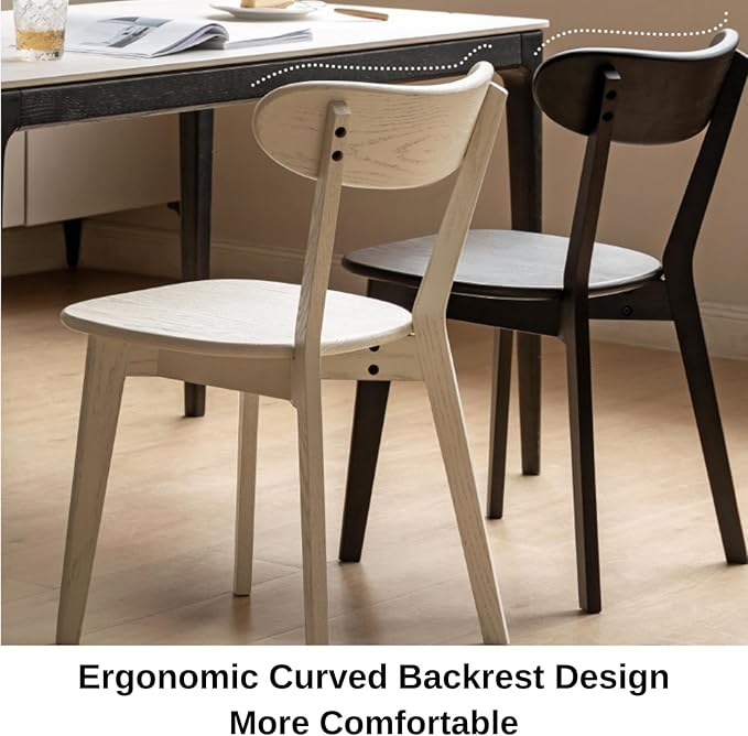 Bamskov 100% Solid Oak Wood Dining Room Chairs - Practical Kitchen Chairs - Wood Chair for Dining Room, Kitchen (4, Black)