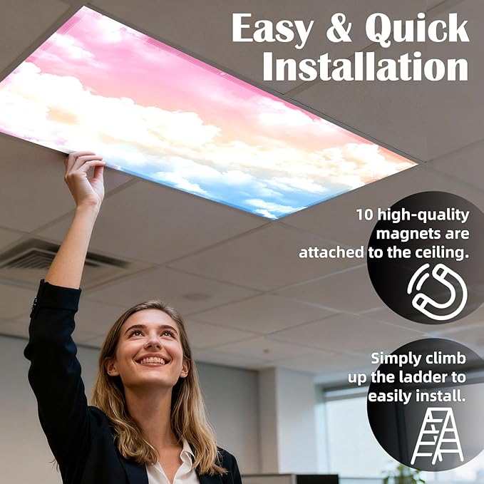 8 Pcs Fluorescent Light Covers - 4 x 2 Feet Covers for Ceiling Lights, Magnetic Light Filters for Classroom, Office, Hospitals, Home