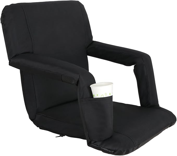 Smartxchoices 20.5"/24.5" Wide Stadium Seat Chair Bleacher Seats Padded with Back Support, Cushion, Arms, Pockets, Anchor Straps, Portable Folding Seat with Shoulder Straps