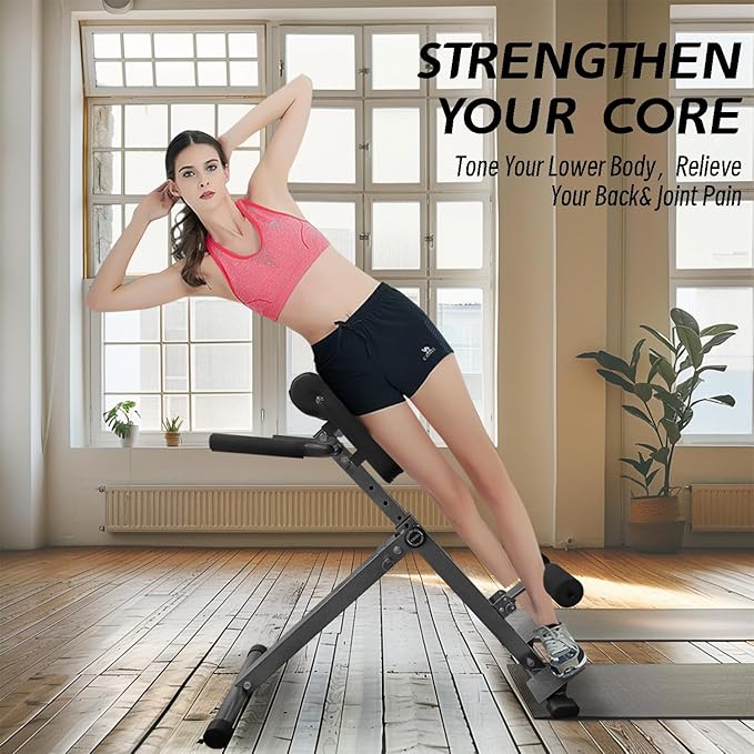 Hyperextension Roman Chair - Adjustable Bench Foldable Exercise Bench Back Extension Machine Roman Chair Exercise Equipment for Home
