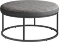 SONGMICS HOME LUIZ Collection - Ottoman, Round Coffee Table, Footstool, Reversible Top, Padded Seat, Side Table, Minimalist, Steel Frame, Max. Load 660 lb, for Living Room, Dove Gray ULOM078G01