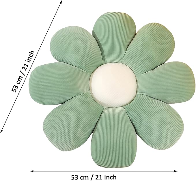Grafingy Flower Pillow, Flower Shaped Throw Pillow Floor Pillow Soft Seating Cushion Room Decor Plush Pillow for Bedroom, Sofa, Bed, Reading (21 inch, Green)