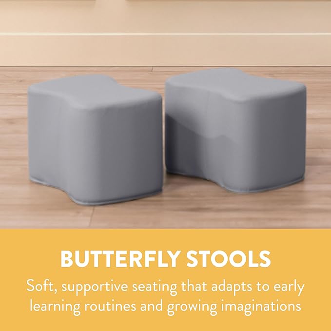 Back2School Express Butterfly Stools, Flexible Seating, Grey, 2-Pack