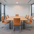Wahson Office Guest Chairs Set of 8, Leather Reception Chairs, Mid Back Waiting Room Chair, Conference Chairs with Sled Base, Desk Chair No Wheels for Meeting/Lobby/Restroom, Terracotta