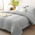 CozyLux King Comforter Set - 7 Pieces Bed in a Bag Light Grey Comforter Set with Sheets Luxury Bed Set All Seasons, Soft Bedding Set with Down Alternative Comforter, Sheets, Pillowcases & Shams