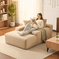 Alpen 66" Oversized Chaise Lounge, Boneless Couch Indoor, Corduroy Couch Boneless Sofa Chair for Reading with Wide Armrest and 3 Throw Pillows, No Assembly Required, Off-White