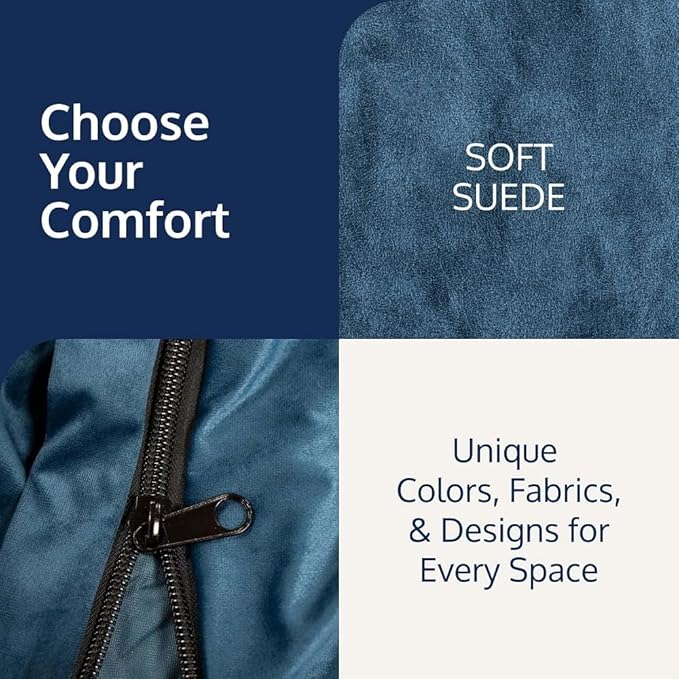Ultimate Sack 3000 3-Foot Bean Bag Chair, Cloud Suede Cover – Oversized Foam Lounger, Floor Seat, Small Sofa, or Couch Bed for Living Area, Gaming Room, or Reading Lounge