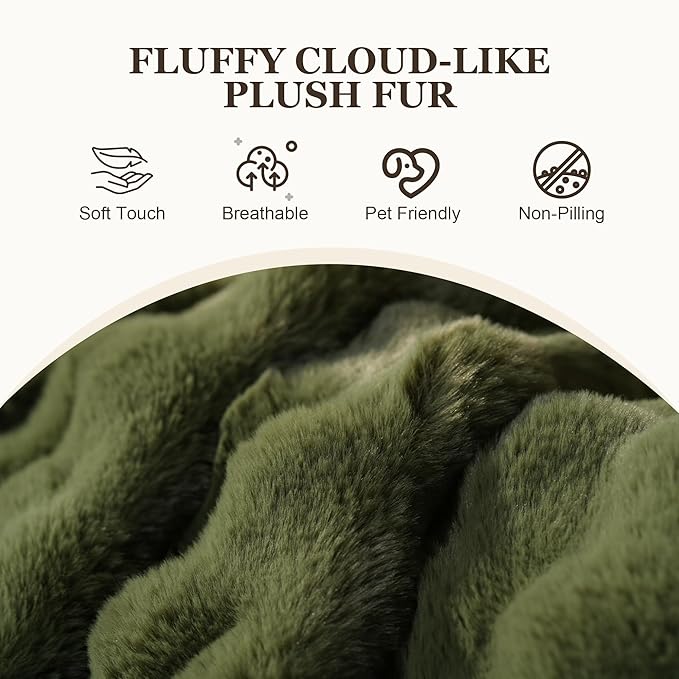 Bean Bag Chair for Adults, Lovely Bean Bag Chair with Plush Faux Fur, Lazy Floor Sofa, Comfy Reading Nook Chairs, Couch Single Sofa for Living Room Bedroom Office (Green)