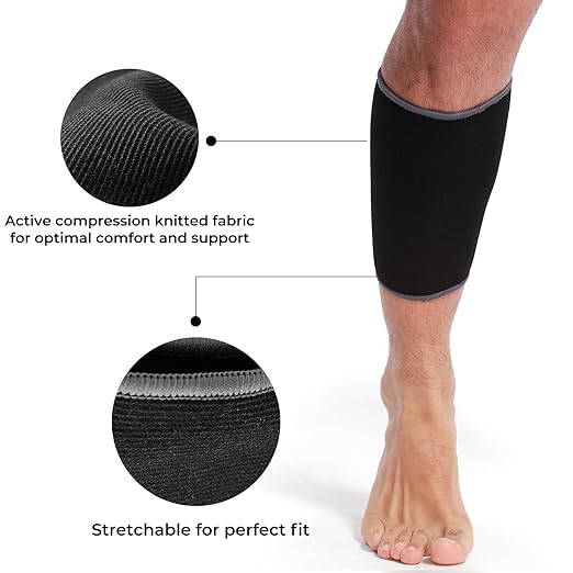 NeoTech Care Calf Compression Sleeve for Calves Support or Shin Splint (Black Color, Size M, 1 Unit)