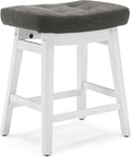 RNKSFX Counter Height Bar Stool for Kitchen Counter Modern Backless Barstool with Upholstered Faux Leather Seat and Solid Wood Leg Farmhouse 24 inch Bar Chair, Grey + White, 1pc