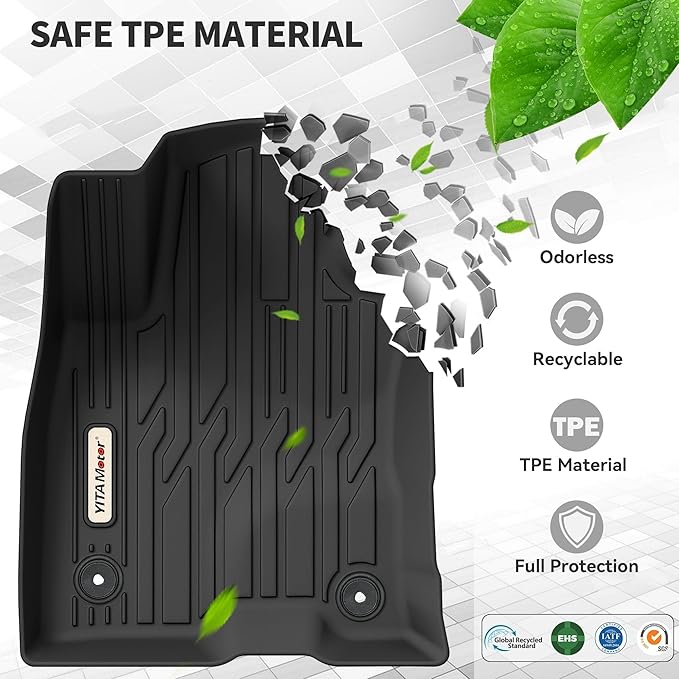 YITAMOTOR Floor Mats Compatible with 2022-2025 2026 Ford Maverick Hybrid, Custom Fit Maverick Car Mats, All-Weather TPE Front and Rear Row Floor Liners, Black