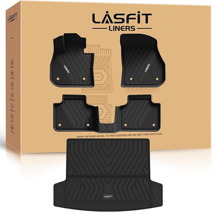 LASFIT Floor Mats & Cargo Mat for 2023 2024 2025 BMW X1 xDrive28i M35i xDrive, Custom Fit TPE All Weather Waterproof Floor Liners Full Set Car Liners, Black