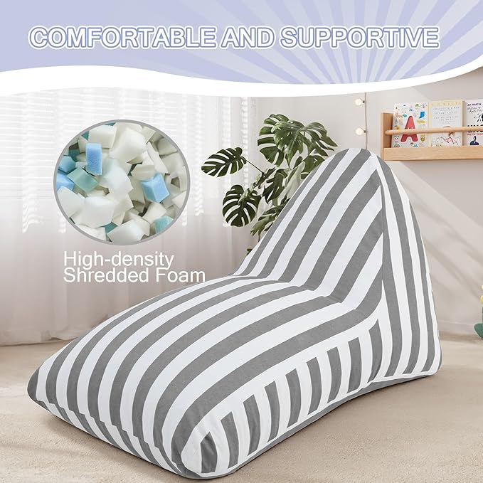 COMAX Bean Bag Chairs for Kids 8-12, Large Kid Beanbag Chair Stuffed with Filler, Big Toddler Lounge Chair, Children Lazy Floor Lounger for Girls Boys, Premium Cotton Canvas