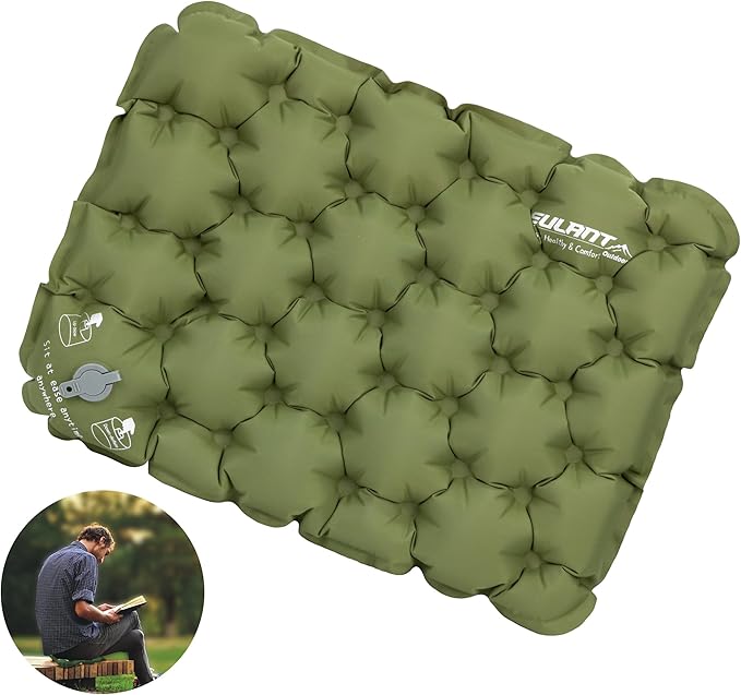Eulant Lightweight Inflatable Air Seat Cushion - Portable Travel Cushion, Suitable for Camping, Hiking, Climbing, Bleacher, Home and Office