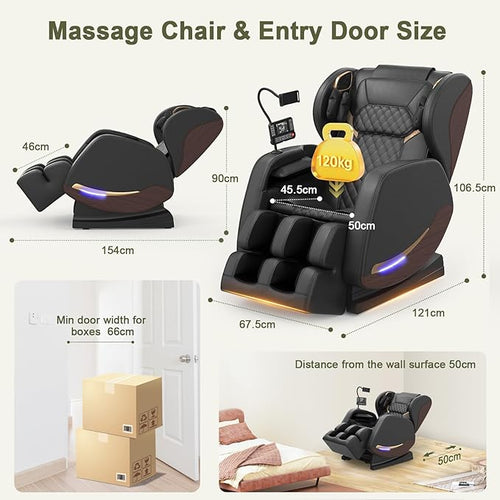 2026 Massage Chair Full Body, Zero Gravity Massage Chair Recliner with 14 Fixed Rollers, 8 Airbags, Foot Massage, Lumbar Heating, Touch Screen, Bluetooth Speaker & Ambient lighting for Lover, Parents