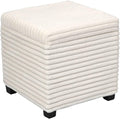 ABHENG 17.7 inches Faux Fur Ottomans Cube with Storage, Metal Framed Vanity Stool Chair Storage Ottoman Foot Rest Stool, Holds 770 LB for Dorm Living Room Bedroom White UASND644W
