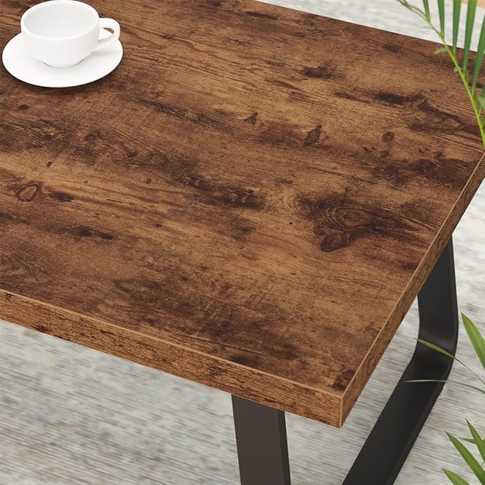 HSH Wooden Coffee Table, Industrial Rectangle Center Table, Modern Minimalist Coffee Table for Living Room, Farmhouse Wood and Metal Cocktail Tea Table for Bedroom Home Office, Rustic Brown, 47 in