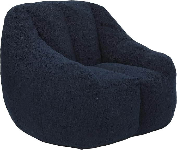 Setawix Bean Bag Chair with Filler, Comfy Teddy Bean Bag Chairs for Adults and Kids, Cozy BeanBag Sofa Fully Floor Couch with Memory Foam for Living Room Bedroom,Dark Blue