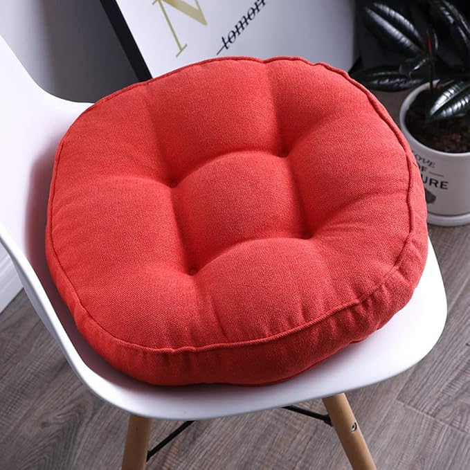 vctops Round Chair Pad Seat Cushion Solid Color Soft Chair Pads Comfy Velvet Cushion Pillow for Kitchen Dining Office Chair Kids Reading (Orange Red,Diameter 16")