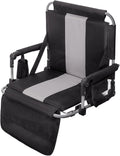 GREEN PARTY Stadium Seat for Bleachers Portable Outdoor Floor Folding Stadium Chair with Armrest, Back Support, Cup Holder, Mesh Bag and Hide Hooks
