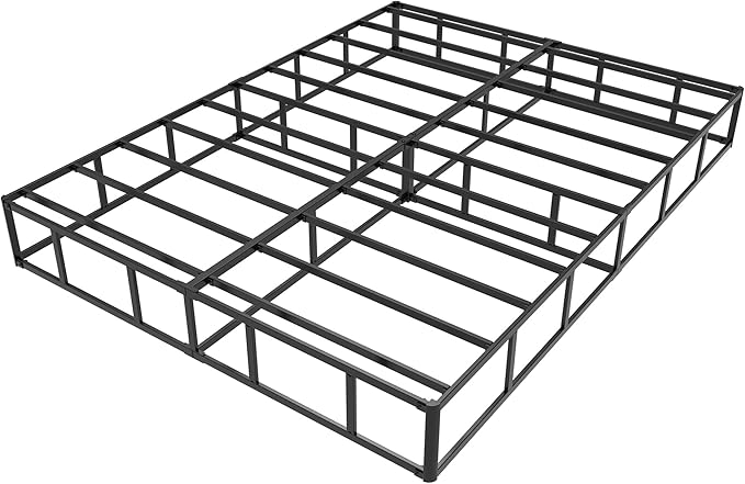 Maenizi California King Box Spring 9 Inch, Heavy Duty Metal Box Spring Bed Base with Fabric Cover, Mattress Foundation, Easy Assembly, Noise Free, Black