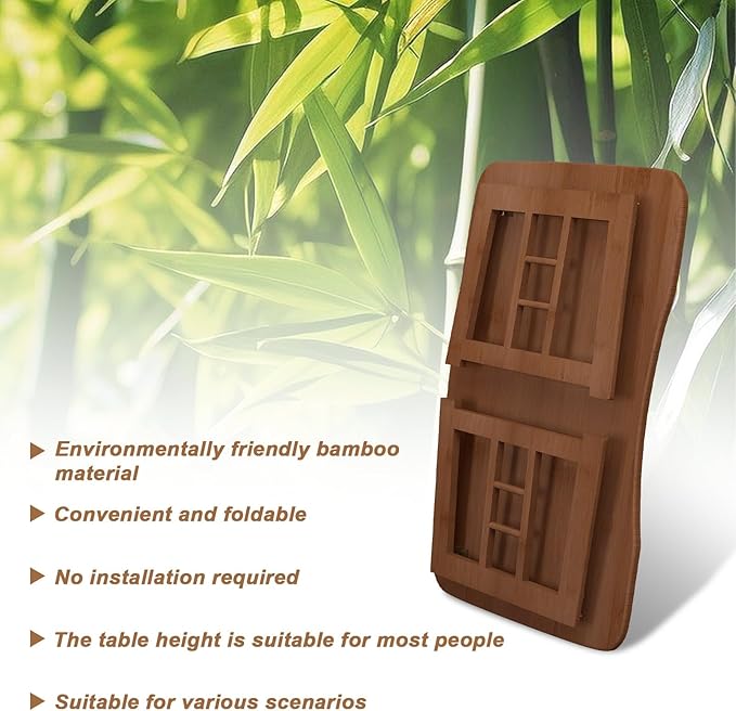 Japanese Floor Table Bamboo Folding Table,Portable Collapsible Tatami Tea Table, No Assembly Foldable Low Table for Sitting on The Floor, Easy Storage (Brown)