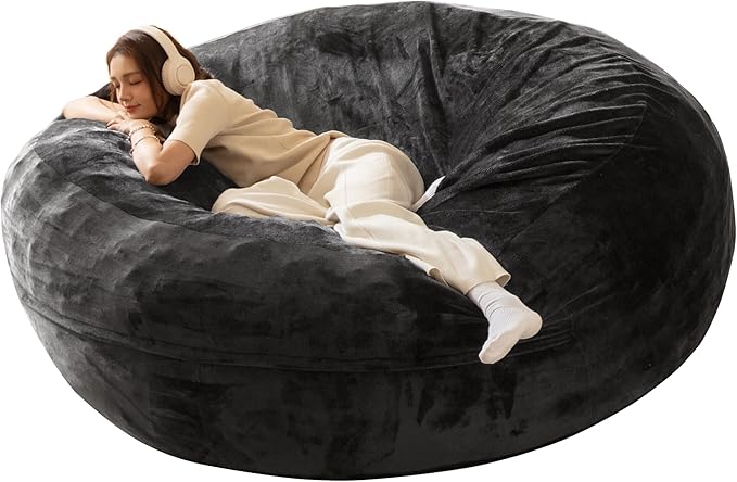 Bean Bag Chair for Adults, Floor Bean Bags Offers Ample Space for Adults,Memory Foam Giant Bean Bags,Lounger Versatile Design Suits Any Room,Movie Nights,Reading(Gray,6FT)