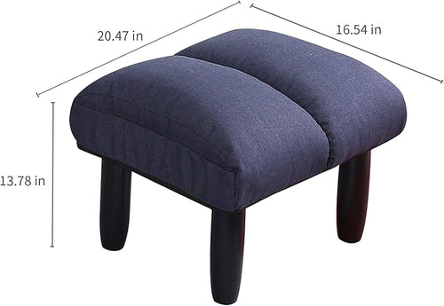 360° Swivel Floor Chair Single Lazy Sofa Leisure Balcony Reclining Japanese Tatami Adjustable Recliner with Ottoman for Living Room, Bedroom, Indoor Use (Footstool, Navy)