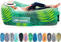 Chillbo Shwaggins Inflatable Couch – No-Pump Setup, Ripstop Polyester, Stability Pegs, Fun Prints, Portable Air Lounger for Beach, Camping, Festivals, and Tailgating - Green Leaf