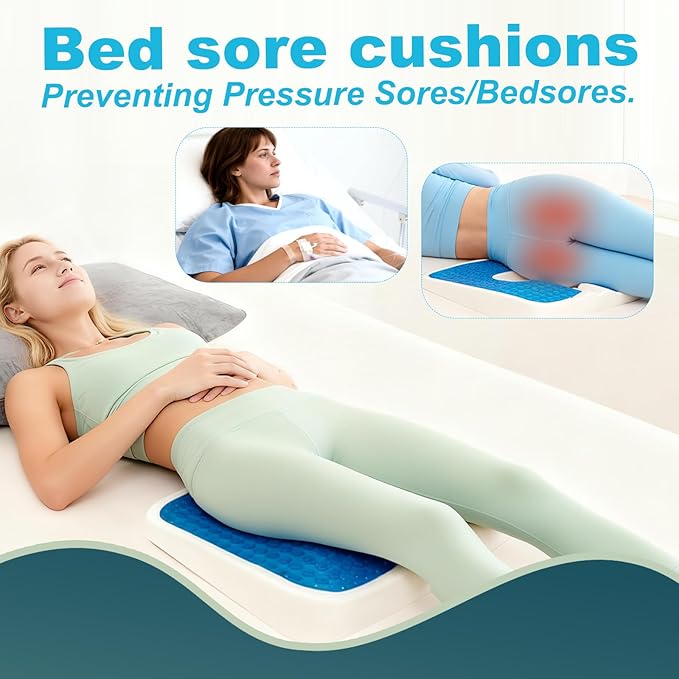 Gel Wheelchair Seat Cushion,Bed Sore Cushions for Butt,Pressure Sore Cushion for Office Chairs,Sciatica,Coccyx,Pain Relief Butt Pillow,Washable Cover.(Plush-Fabric&Support-Enhanced Set Black)