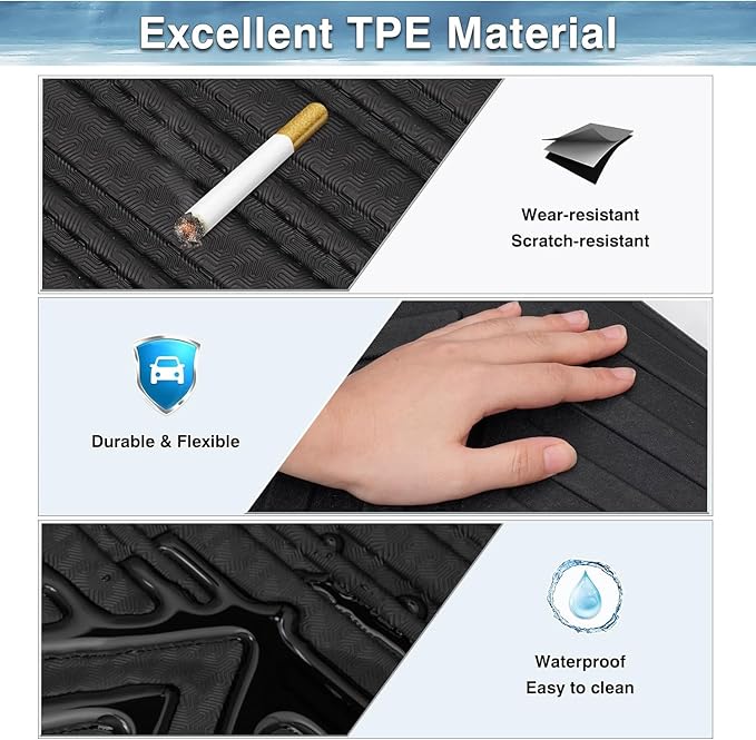 Mixsuper Transit Floor mats-Floor mat for Ford Transit 2022-2026(All Models w/Vinyl Floors),All Weather TPE Floor Liners Protection for Transit Accessories,1st Row Full Set Car Mats, Black