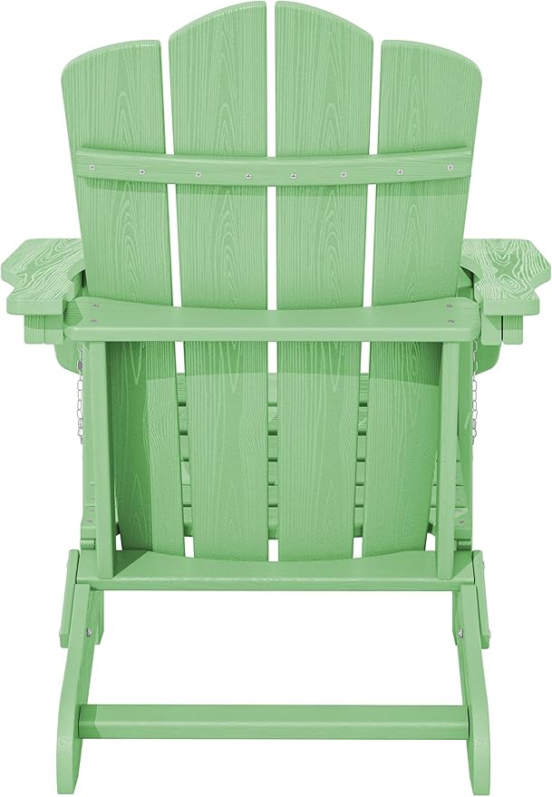 KINGYES Folding Adirondack Chair Set of 2, HDPE All-Weather Folding Adirondack Chair, Light Green