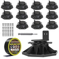 12 Pack Adjustable Deck Support Pedestal, Deck Foundation Base Support for Floating Deck Platform, Deck Floor Height Adjustment from 1-3/16" to 2-3/8", Matching Screws,Screwdriver & Joist Tape