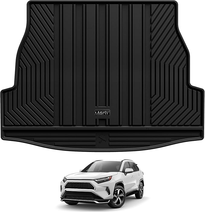 LASFIT Trunk Mats Fit for 2019-2025 Toyota RAV4 Hybrid and Gasoline (Not for Prime), All Weather Custom Fit TPE Cargo Liner, Black