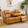 Caberryne Leather Recliner Sofa，Reclining Sofa for Living Room Furniture Sets，Ginger Wall Hugger Recliner Couch with Cupholder for Living Room/Office/Theater Seating(3 Seater Sofa)