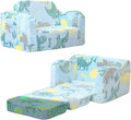 MeMoreCool Toddler Chair – Convertible Glowing Dinosaur Flip-Out Kids Sofa | 1–3 Years | Soft Foam Couch for Playroom, Reading & Relaxing | Fold-Out Lounge Seat with Washable Cover
