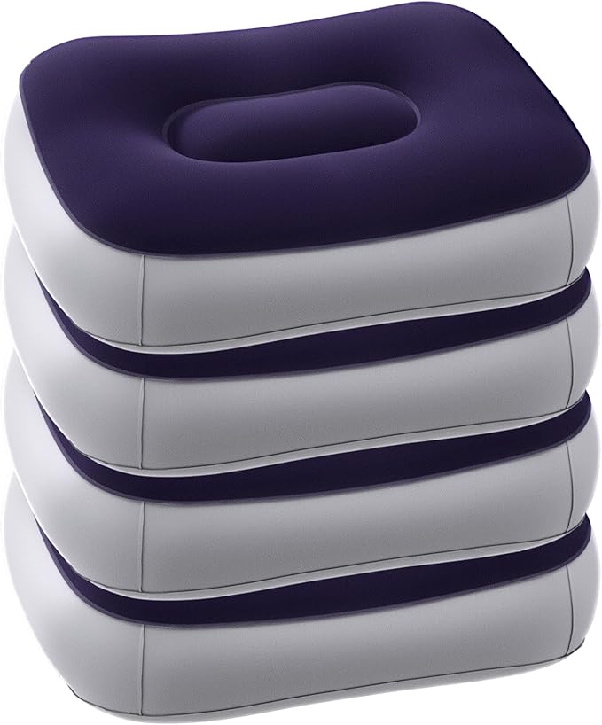 BrightRow 4 Pack Inflatable Stadium Seat Cushion with Built-in Pump, 15 x 12 x 5.9 Inches Self-Inflating Booster Stadium Seats Bleacher Seat Chair Cushion for Airplane Backpacking Sports Camping