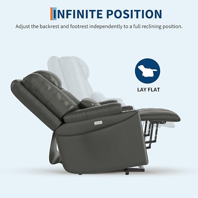 Power Lift Recliner Chair, Easy Lift Assist for Elderly, 3-Position Recline, Storage Pockets & Cup Holders, USB Charging Ports, Remote Control Operation, Living Room or Bedroom Comfort, Grey
