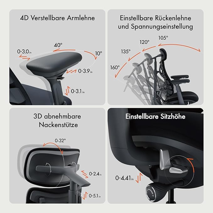 LiberNovo Dynamic Ergonomic Desk Chair + StepSync Footrest + Extra Battery Bundle - Comfy Home Office Chair with Adaptive Lumbar Support, 160° Recline & Built-in Spine Stretch, Gray+45cm