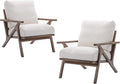 chairus Mid Century Accent Armchairs Modern Upholstered Lounge Chairs Compfy Leisure Arm Chairs for Living Room Fireplace/Bedroom/Reception/Dorms, Set of 2, Linen Fabric White