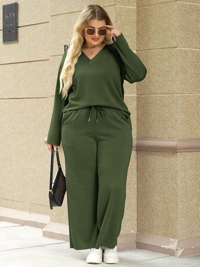 VUTRU Womens 2 Piece Lounge Sets Casual Fall Travel Vacation Outfits Tracksuit Wide Leg Loungewear 2025