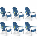 FUNBERRY Folding Adirondack Chair Set of 6, All Weather HDPE Fire Pit Chairs with Cup Holder for Outdoor