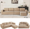 Furnify 136" Modular Sectional Couch Left/Right Facing Convertible, L-Shape Modern Teddy Sofa, Deep Seat Upholstered Foam Couch for Living Room Bedroom, No Assembly Required (Camel, Teddy Boucle)