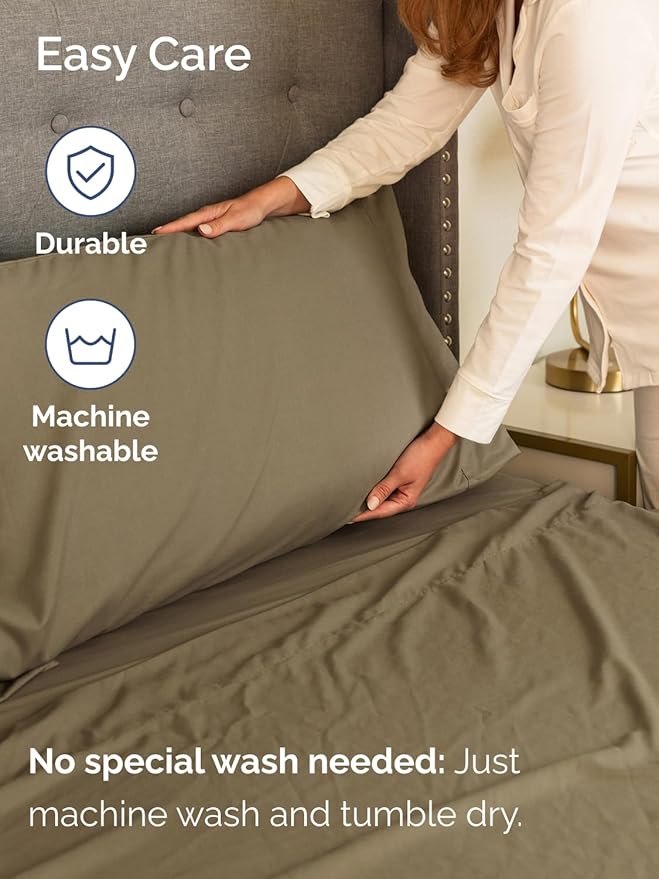 Extra Deep Pocket Twin XL Sheets - 3 Piece Breathable & Cooling Bed Sheets - Hotel Luxury Bed Sheet Set - Soft, Wrinkle Free & Comfy - Easily Fits Extra Deep Mattresses - Deep Pocket Khaki Sheets Set