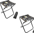 CHENEDY Camping Stool,2-Pack Portable Folding Stool with Carry Bag, 12in Portable Folding Chair Collapsible Camp Stool Outdoor Footstool for Travel Walking Hiking Fishing Picnic (DZICamo(2-Pack))