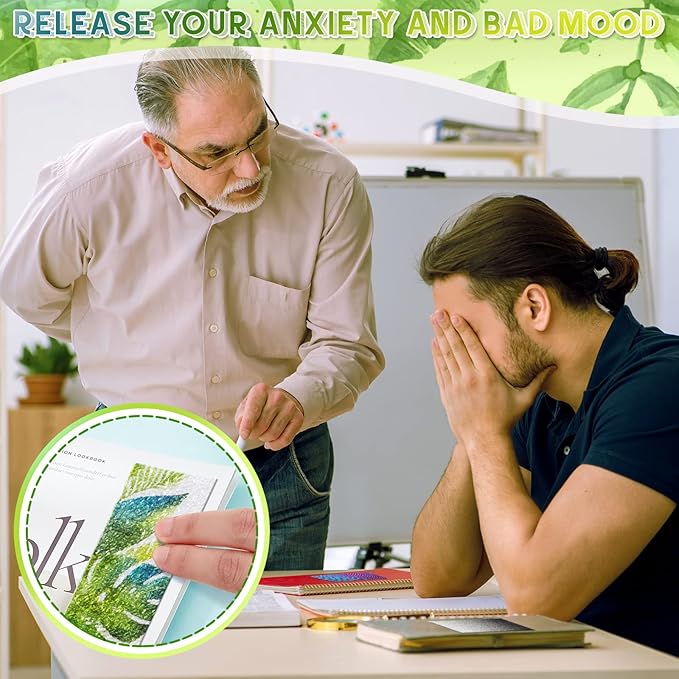 Gersoniel 72 Pcs Anxiety Sensory Stickers Strips Adhesive Textured Mental Health Calm Stickers Mindfulness Fidget Decals Stress Anxiety Relief Items for Therapy Office Desk Counselor(Leaves)