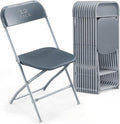 12 Pack Gary Plastic Folding Chair, Indoor Outdoor Portable Stackable Commercial Seat with Steel Frame 350lb. Capacity for Events Office Wedding Party Picnic Kitchen Dining